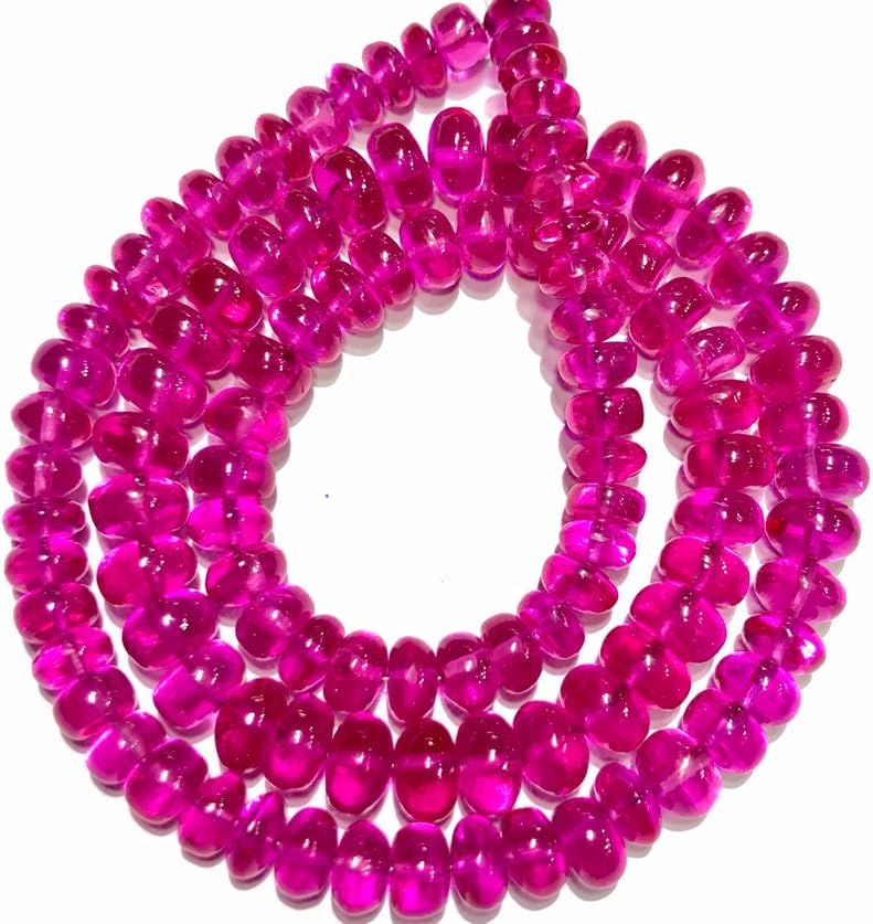 Natural Pink Spinel Roundelle Smooth Beads 8-10 MM 18 inch Long String Jewelry Making Gemstone Beads for Necklace Bracelet