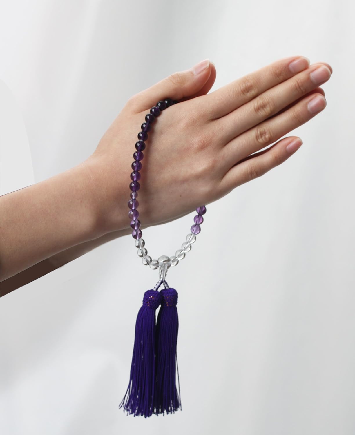 Nakago Women's Beads Purple Crystal Gradient 0.3 inch (7 mm) with Crystal, Pure Silk Head