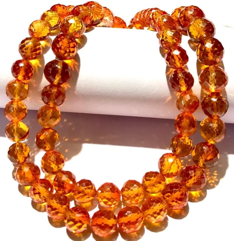 Natural PADPARADSCHA Sapphire roundelle facated Beads 7-9 MM 18 inch Long String Jewelry Making Gemstone Beads for Necklace Bracelet