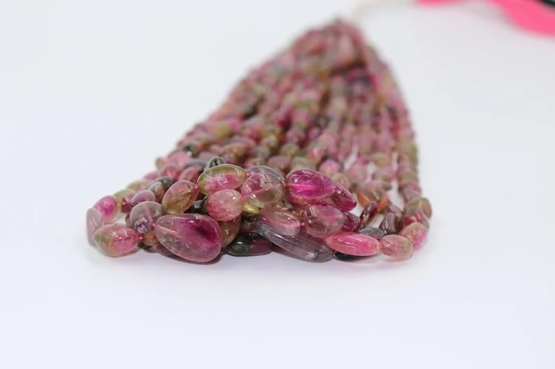 Watermelon Tourmaline Smooth Oval Shape Beads 5 * 7-6 * 8 mm Tourmaline Smooth Oval Shape Bead Tourmaline Necklace for Making Jwelery