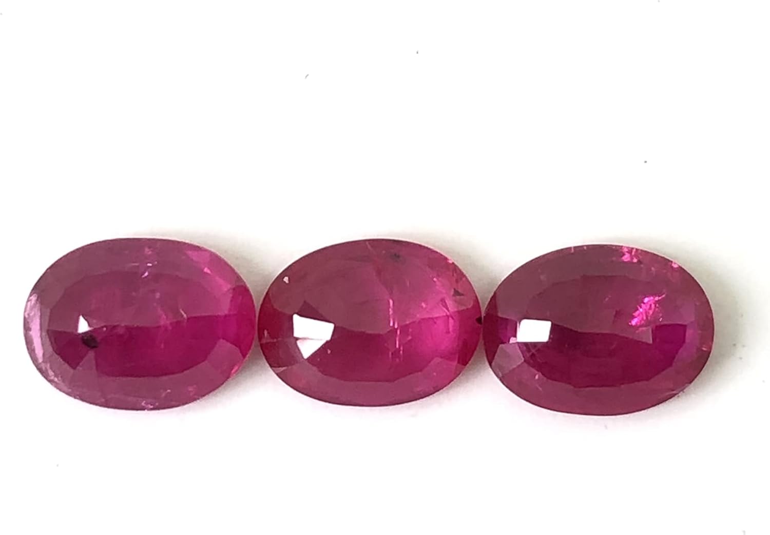 4.22 Ct Certified Natural Luster Ruby Oval Shape Size 8x6 mm Matching Color 3 Pcs Eye Clean Ruby Best For Making Ring, Earring, Pendant Jewelry