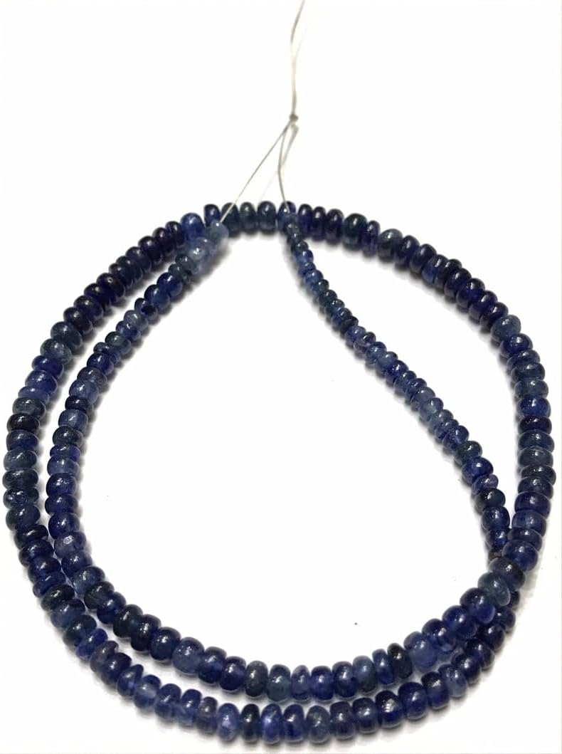Natural Blue Sapphire roundelle Smooth Beads 4-6 MM 17 inch Long String Jewelry Making Gemstone Beads for Necklace Bracelet