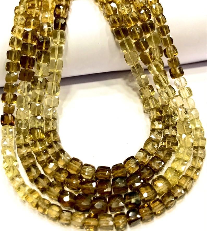 Natural Bear Quartz Shaded Box Faceted Beads 6 MM 18 inch Long String Jewelry Making Gemstone Beads for Necklace Bracelet