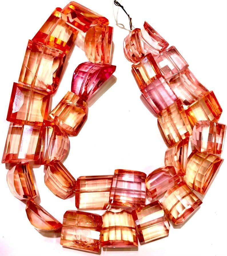 Natural PADPARADSCHA Sapphire Nuggets facated Beads 13-17 MM 18 inch Long String Jewelry Making Gemstone Beads for Necklace Bracelet