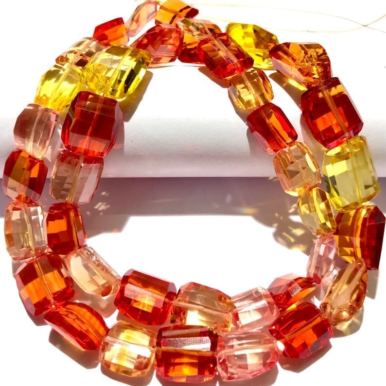 Natural PADPARADSCHA Sapphire Nuggets facated Beads 11-14 MM 18 inch Long String Jewelry Making Gemstone Beads for Necklace Bracelet