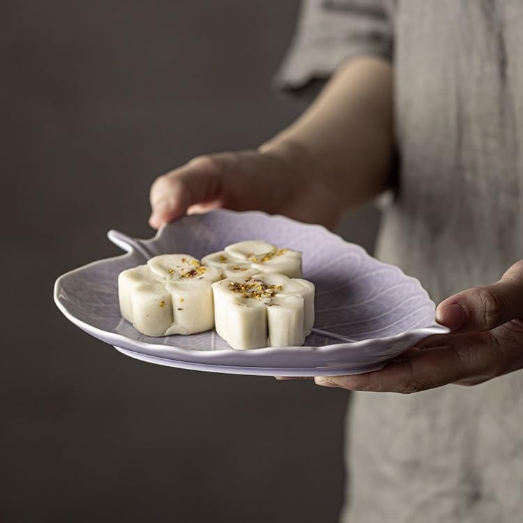 Foodtray Chinese Exquisite Pastry Tray Retro Ceramic Tea Room Snack Fruit Small Storage Dining Serving(C)