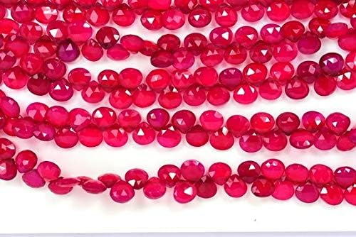 7 Inch Strand 7-8mm Natural Deep Fushia Pink Chalceny Faceted Heart Briolettes Code-HIGH-59924