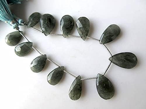 Moss Aquamarine Huge Faceted Pear Shaped Briolette Beads, 15mm to 23mm 8 Inch
