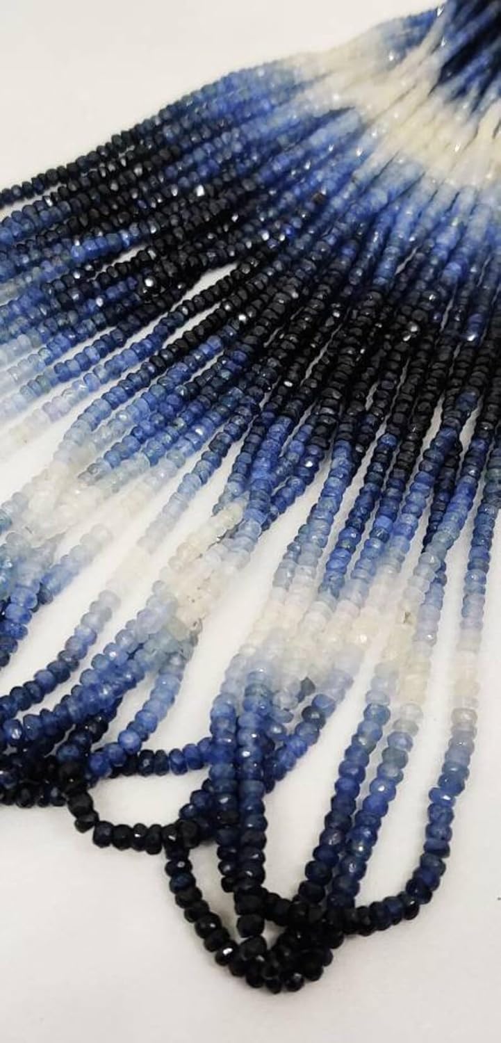 Natural Blue Sapphire(Rondelle Faceted Beads 3X4MM 15 inch Long String Jewelry Making Gemstone Beads for Necklace Bracelet