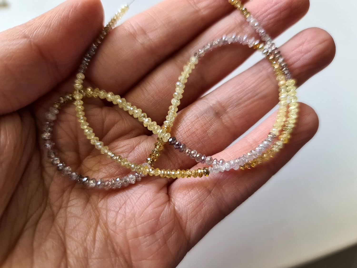 Women's 2-2.5mm Pink/Orange/Yellow Sparkling Faceted Diamond Rondelle Beads, Mix Color Diamond Rondelle Beads For Jewelry - Ppkk19A