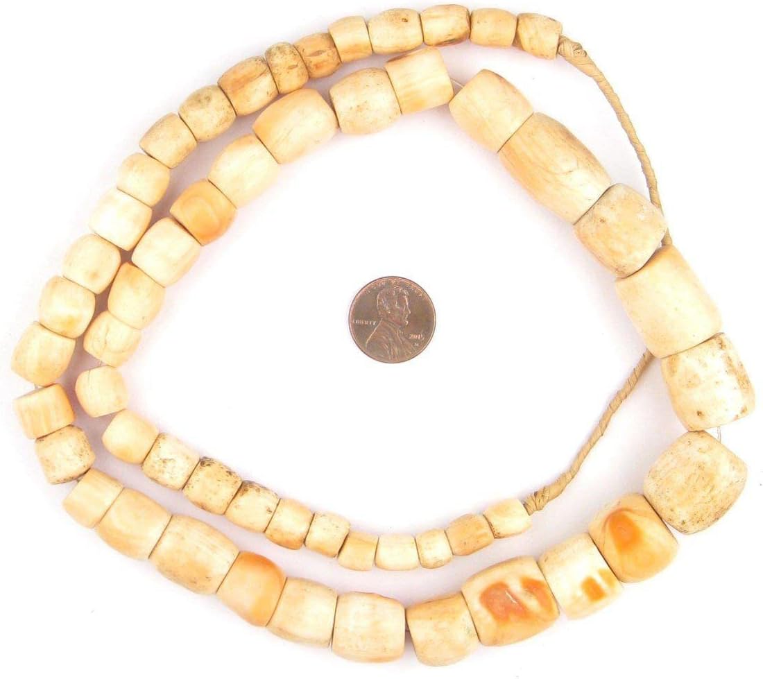 The Bead Chest Old Nigerian Pink Coral Beads 15mm African Orange Cylinder 26-29 Inch Strand Handmade