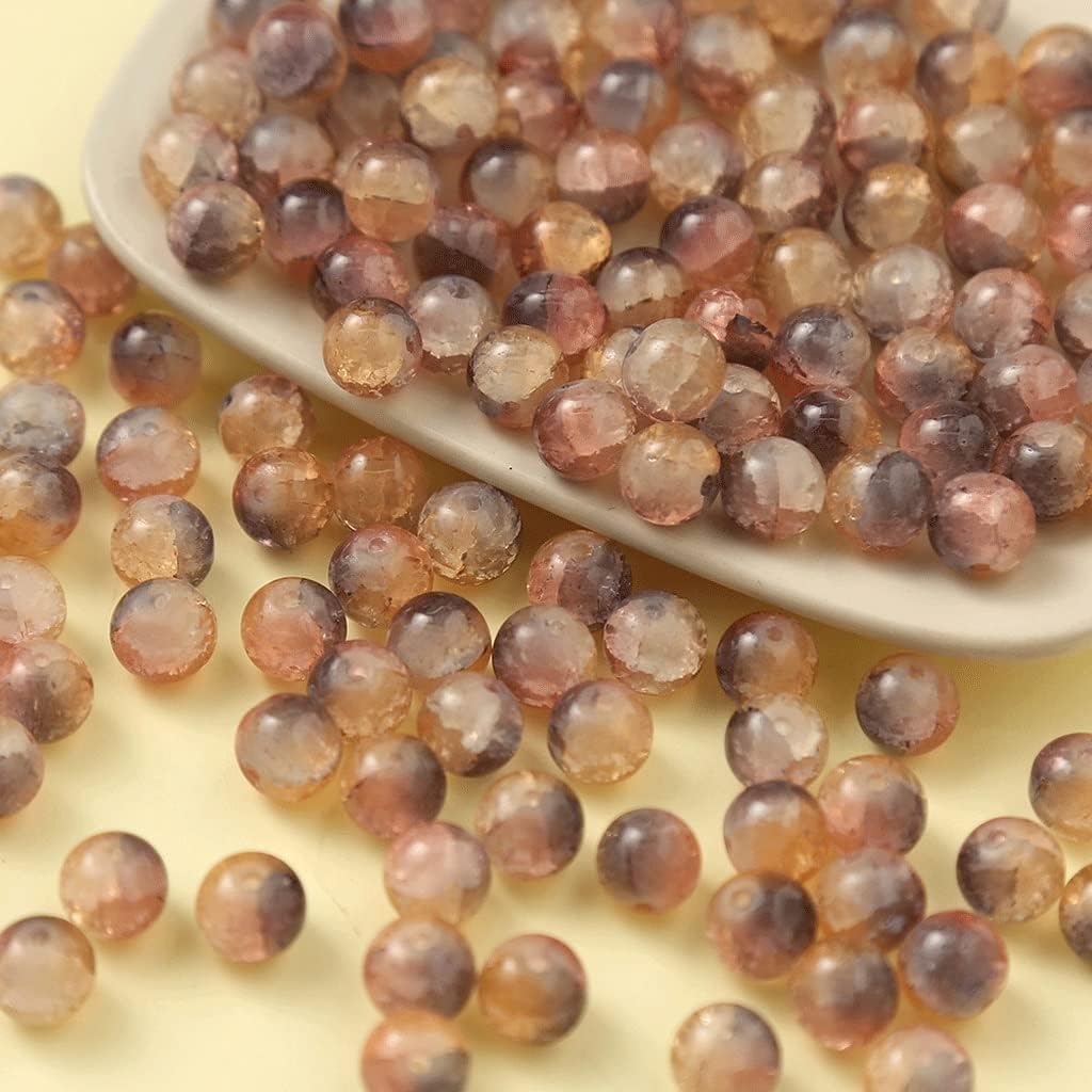 Ice Crack Beads Gradient Jade Broken Round Beads Jelly Color Crack Beads Ancient Jewelry DIY(D) (E 10mm)