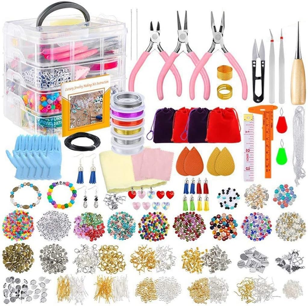 2035Pcs Jewelry Making Supplies Kit Earrings Repair Tools Include Jewelry Charms,Beads,Beading Wire for Necklace DIY