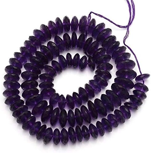 13 inch natural beads strand of 8-12mm faceted rondelle african amethyst gemstone beads for DIY jewelry - necklace, bracelet, earring, ring.