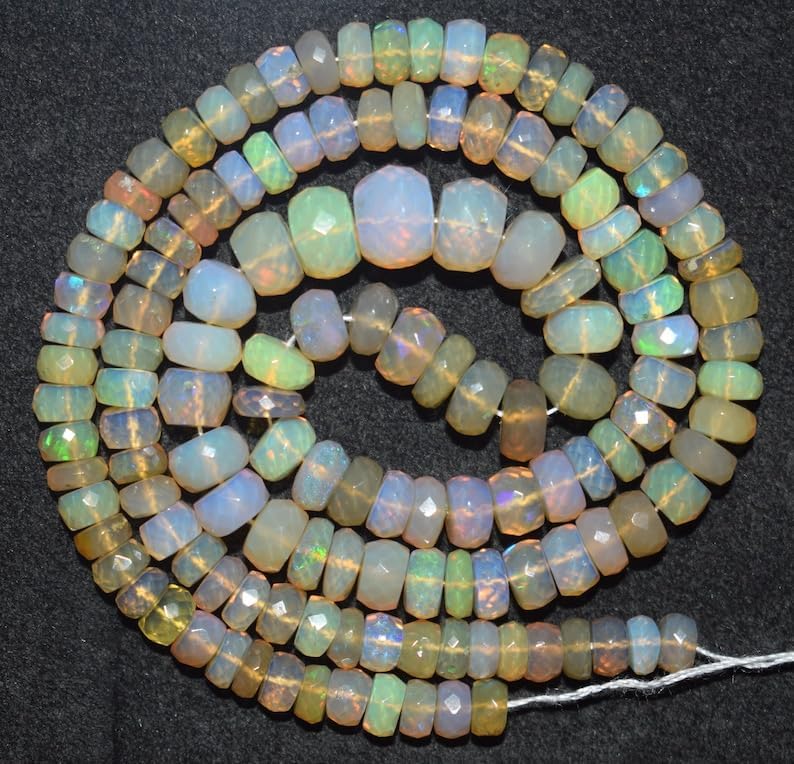 13 inch Strand of Natural gem Opal, 4-8mm rondelle Faceted Beads for DIY Jewelry Making. | Beads_05898