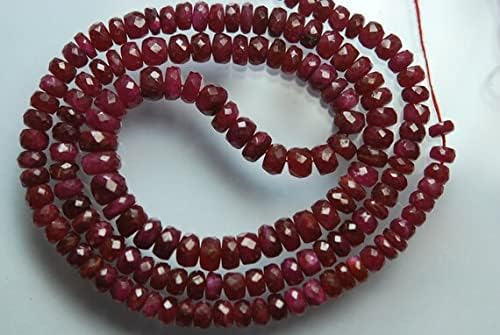 BEADS GEMSTONE 112.90 Carats, 17 Inches Strand, AAA Natural Dark Red Longi Ruby Faceted LARGE SIZE Rondelles, Size 6-4mm Code-HIGH-4117