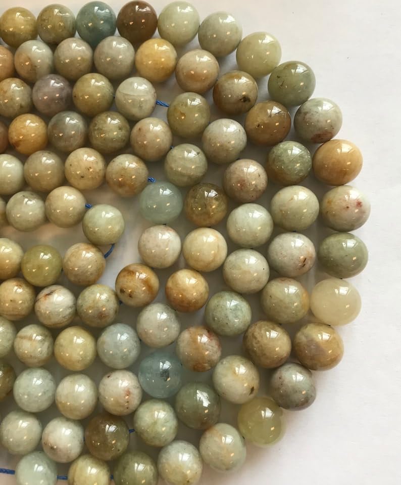 13 inch Strand of Natural gem Aquamarine, 12mm Round Smooth Beads for DIY Jewelry Making. | Beads_01785