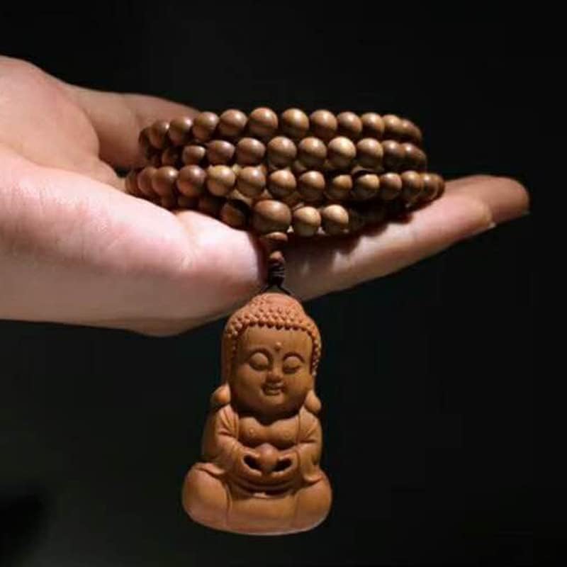 Mascot Wooden Crafts Wood Carving Art Wood Decoration Artwork 老山檀香手串宝宝佛108颗 文玩手串念珠男女檀木佛珠手链(DIY不沉水6MM老山)