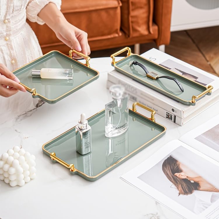 Cafeteria Tray Tray Household Rectangular Cosmetics Storage Tray Living Room Water Cup Storage Tray Hotel Apartment Storage Tray Serving Trays(B,Medium)