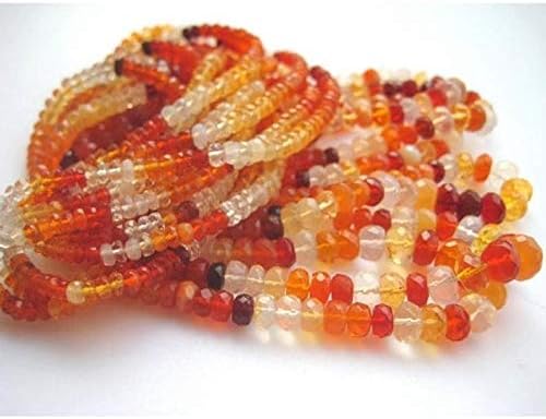 13 inch natural beads strand of 4-5mm faceted rondelle mexican fire opal gemstone beads for DIY jewelry - necklace, bracelet, earring, ring.