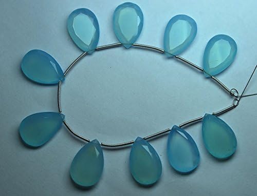 8 pcs,Super Finest,AAA-AQUA Chalcedony Faceted Pear Briolettes 20x13mm Large Size
