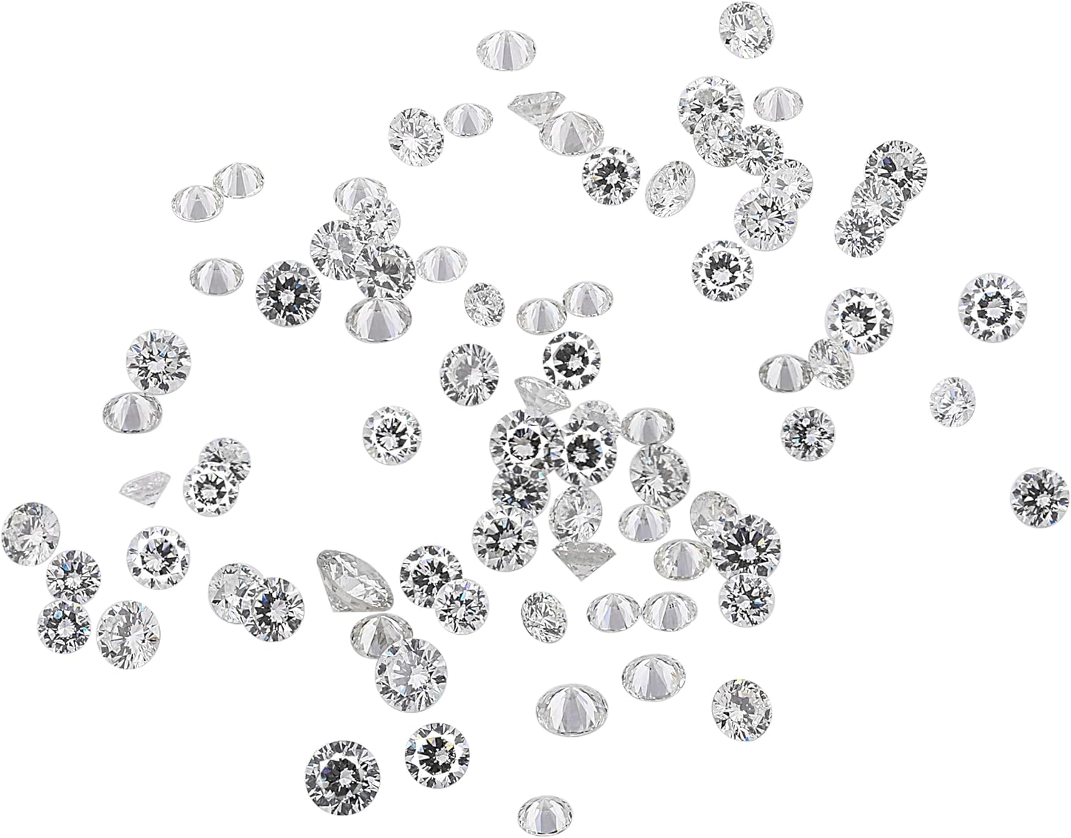 GEMHUB 1.1mm Round Cut CVD Diamonds 0.5 Carat 75 Pcs Loose Lab-Grown Melee Stones for Jewelry Making and Micro Settings