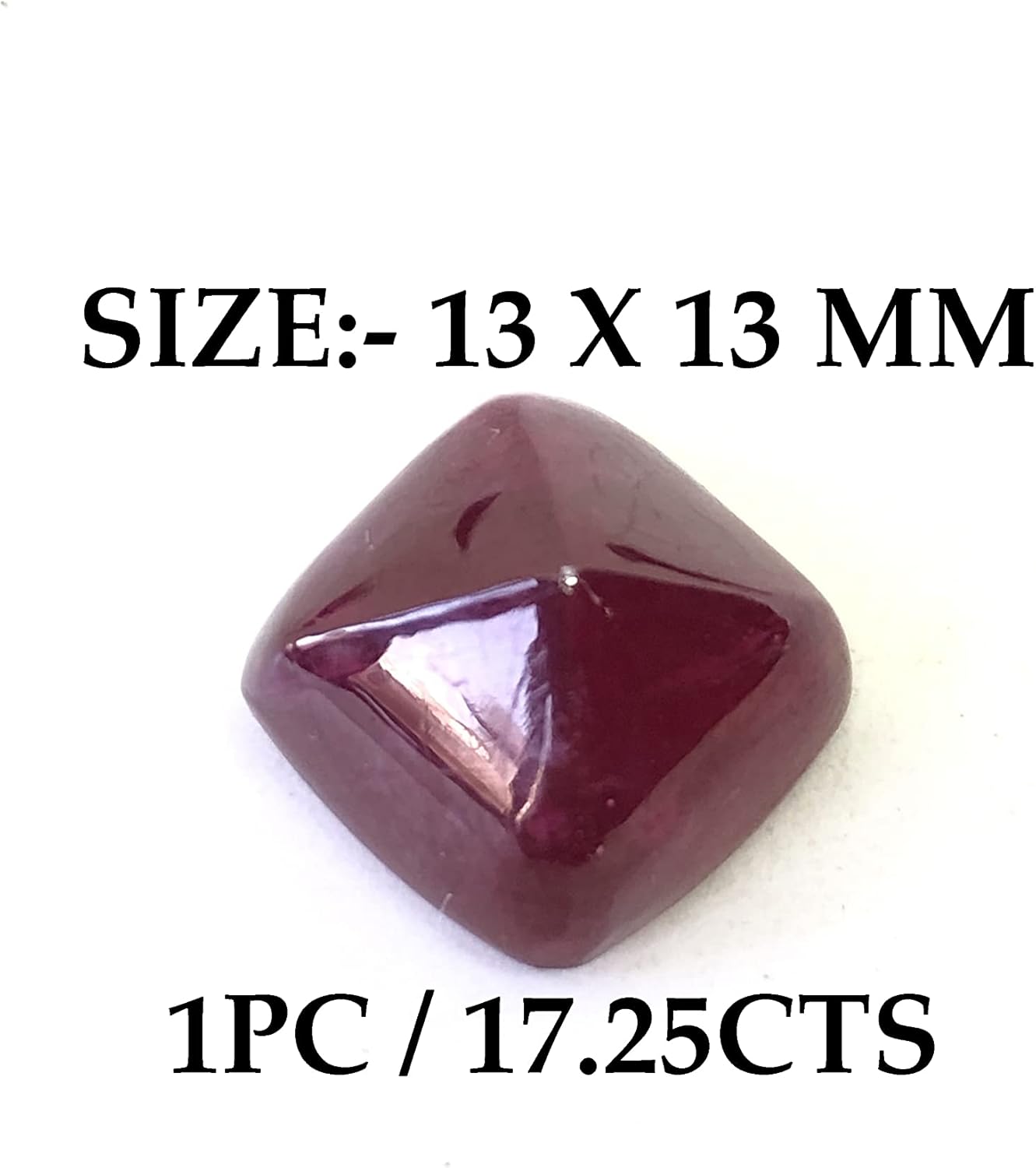 17.25 Ct Deep Red Ruby Cushion Shape Cabochon Size 13 mm Unique Quality Pyramid Cabochon Loose Gemstone Best For Making Pendant, Ring Jewelry