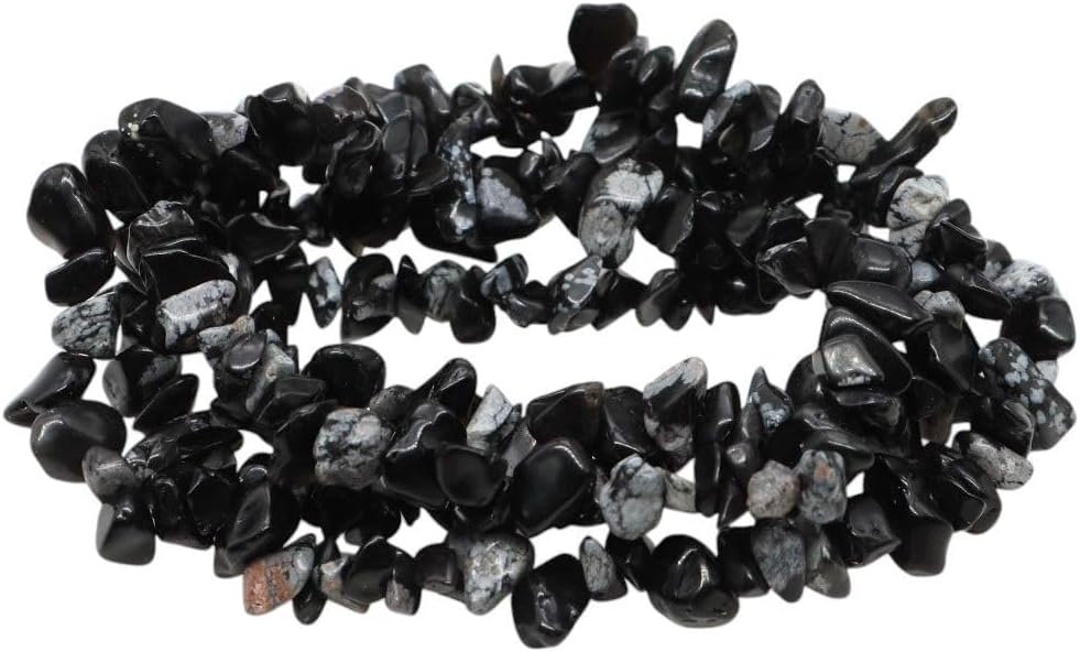 8MM Natural Irregular Amethyst, Agate, Amazonite, Pink Quartz Chip Beads for DIY Jewelry Making and Bracelets - (Color: Snowflake Obsidian/Size: 20Pcs -16 Inches)