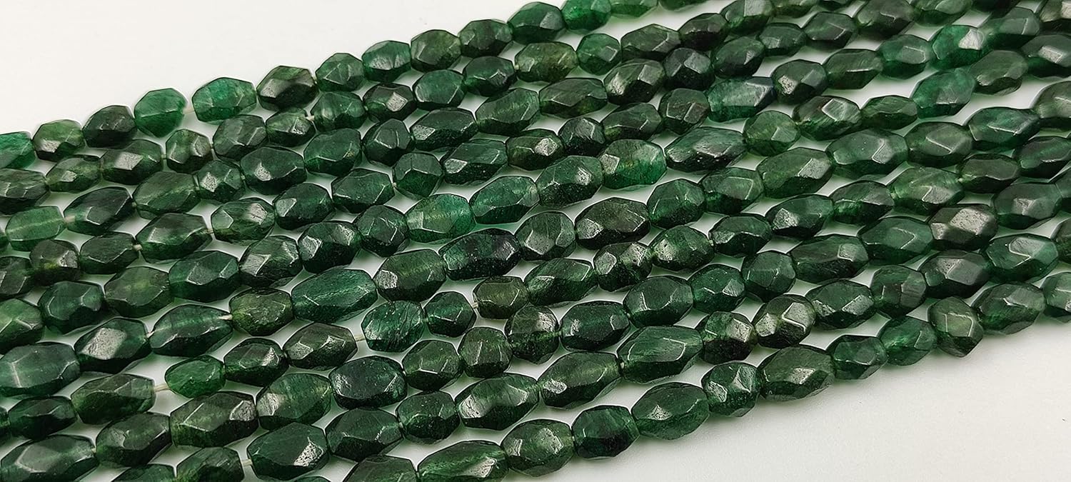Hanumat Gems Natural Green Aventurine Faceted Oval Shape Gemstone Beads,Green Aventurine Faceted Beads,Green Aventurine Oval Beads,5X7-6X9 MM Oval Beads,13 Inches Oval Beads Strand.