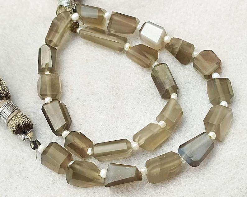 13 inch Strand of Natural gem Gray Moonstone, 6-13mm Nugget Faceted Beads for DIY Jewelry Making. | Beads_03945