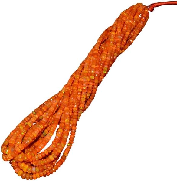 Orange Ethiopian Welo Opal Fire Gemstone Faceted Rondelle Beads 8