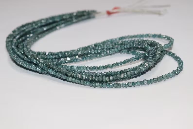 Natural Raw Blue Diamond Uncut Beads 3-4mm Blue Diamond Beads Strand for Jewelry Making