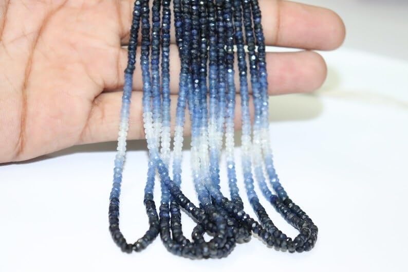 2.5-3mm Natural Blue Sapphire Faceted Rondelle Beads Blue Sapphire Rondelle Wholesale Beads 10 Strand for Jewelry Making