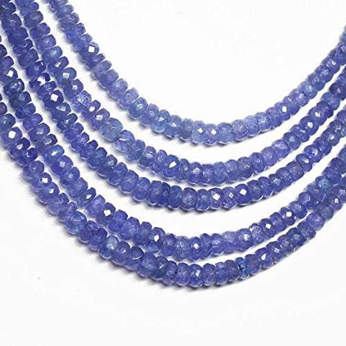 Natural Blue Tanzanite Faceted Gemstone Rondelle Micro Gemstone Loose Craft Beads Strand Necklace 18 Inch Long 3mm 5mm Code-HIGH-26362