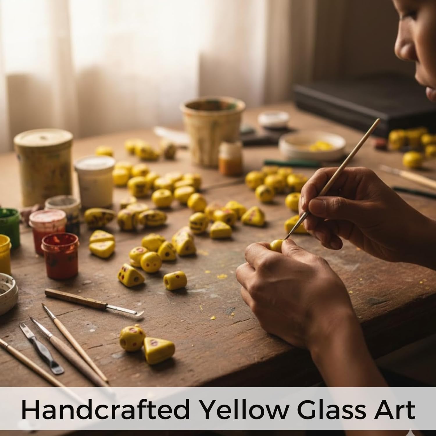 Multi Style Glass Beads, Handmade Lampwork Beads for Jewelry Making, DIY Crafts & Decoration, Yellow (20)