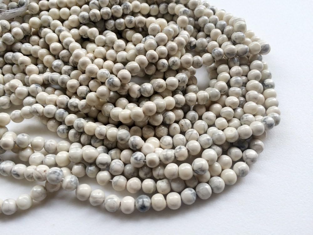 Women's 6 mm Howlite Plain Round Beads, Natural Howlite Plain Ball Beads, 13 Inch Howlite Plain Round Beads For Jewelry (1ST To 5ST Options)