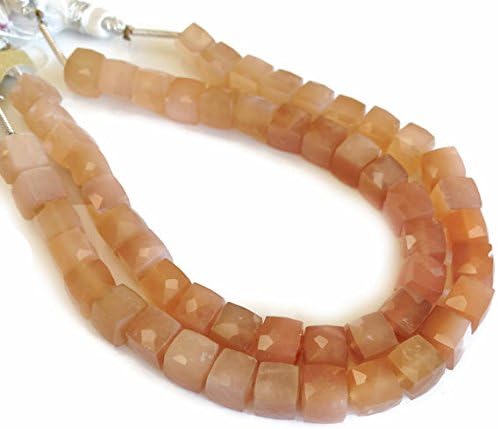 Peach moonstone faceted cubes 6x6mm 12 beads