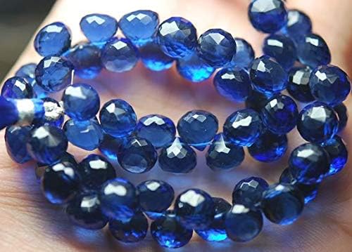 4 Inch Strand,Superb, Kynite Blue Quartz Faceted Onion Shape Briolettes,7-8mm Code-HIGH-63916