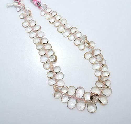 13 inch natural beads strand of 4x6-7x10mm faceted pear pink aquamarine gemstone briolletes beads for DIY jewelry - necklace, bracelet, earring, ring.