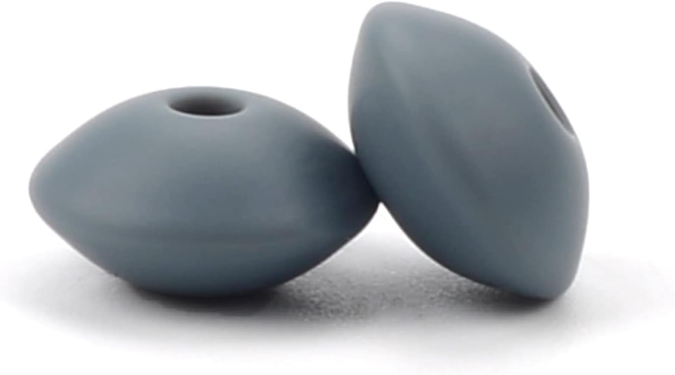 Silicone Beads 12mm 200 Pc for Keychain Making Colorful Shaped Loose Spacer Beads with Large Hole, Abacus Lentil Silicone Beads Bulk for Jewelry Making DIY Necklaces Bracelets Crafts (Pastel Blue)