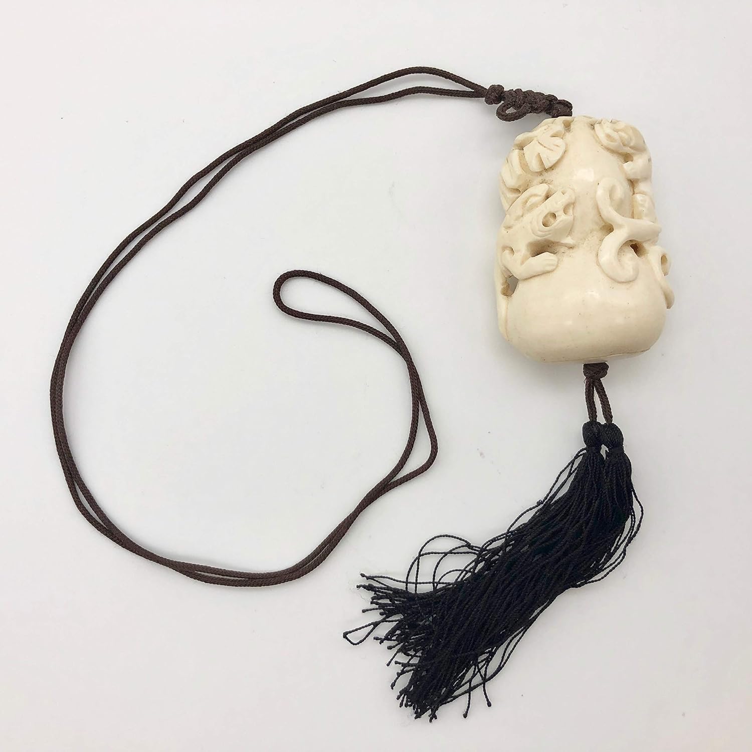 Intricate Waterbuffalo Bone Leopard Dragon Leaf Necklace 8128K for Jewelry Making