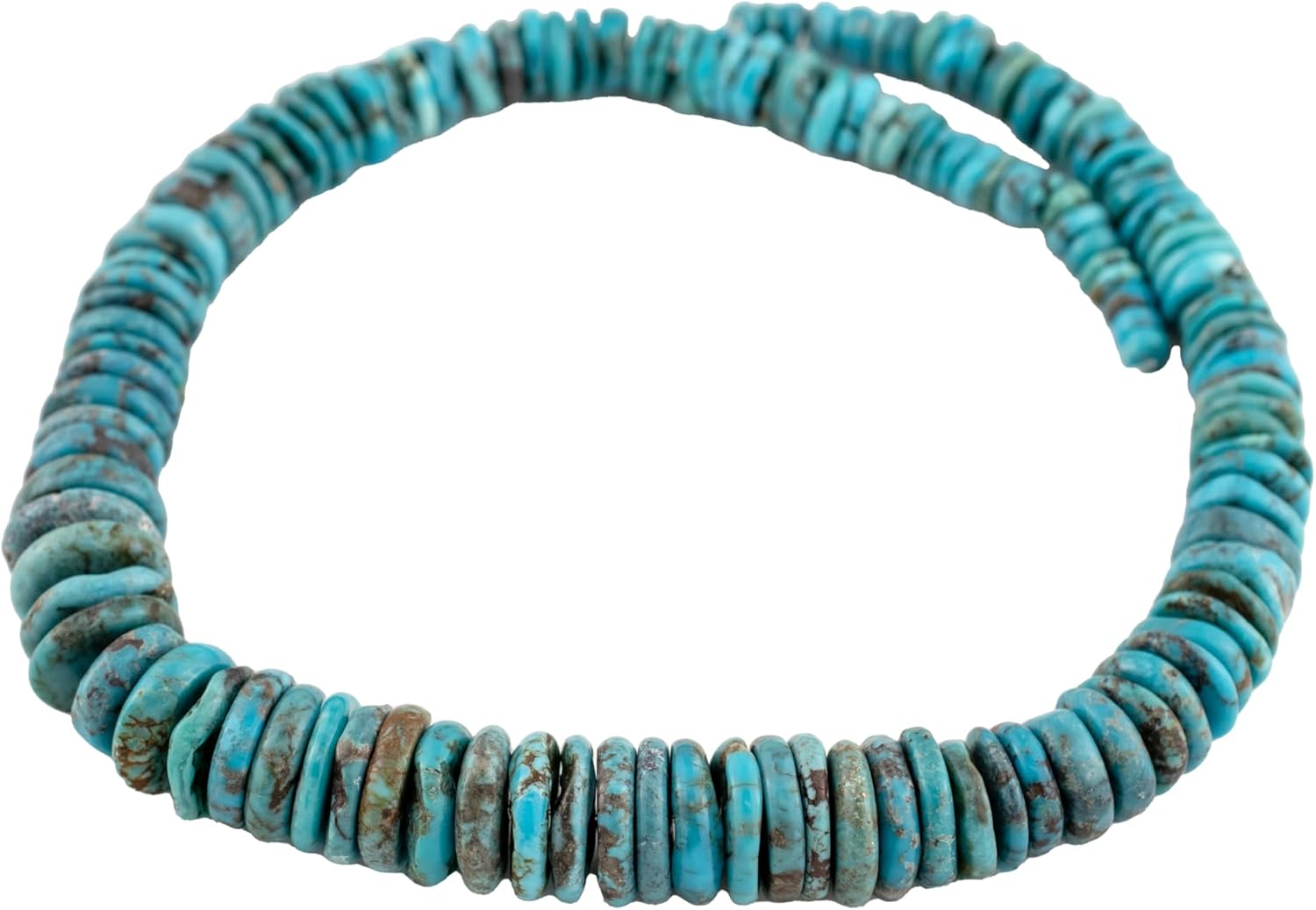 Natural Turquoise Graduated Disk Beads: Authentic Blue Stone Strand for Jewelry Making, 16 Inch