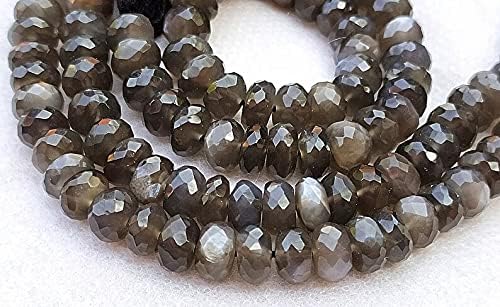13 inch Strand of Natural gem Gray Moonstone, 7.5mm rondelle Faceted Beads for DIY Jewelry Making. | Beads_03946