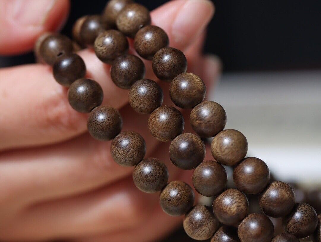 Agarwood 8mm*108 Brunei Agarwood Soft Silk Nine Points Sinking Buddha Beads Rosary Beads