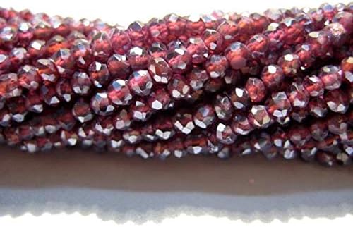 Garnet Gem Stone, Micro Faceted Coated Rondelle Beads, 3mm Beads, 5 Strands, 14 Inches Code-HIGH-49648