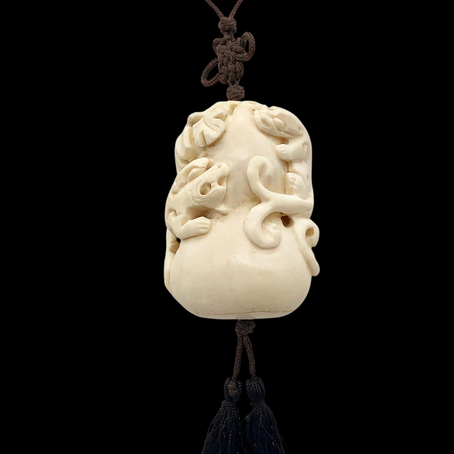 Intricate Waterbuffalo Bone Leopard Dragon Leaf Necklace 8128K for Jewelry Making