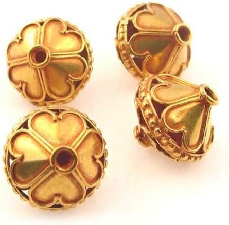 Designer 3.42 Grams 20K Gold Heart Roundel Bead | 15x16mm | 1 Bead | for Jewelry Making