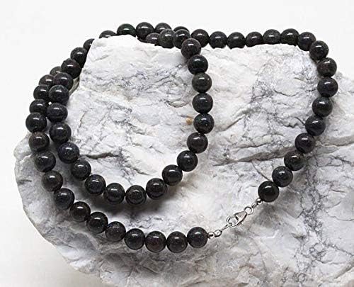 Matrix Black Opal Beaded Necklace Round Ball Smooth 18'' Long Strand Gemstone Beads, Jewelry Supplies for Jewelry Making, Bulk Beads, for Meditation Jewellery for Reiki Healing Mystic Gemstone 7mm