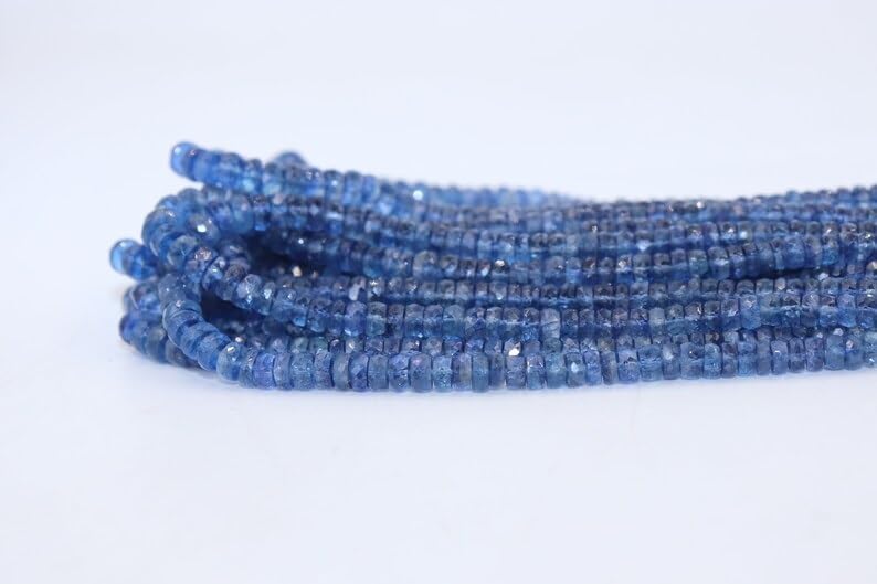 Natural Kyanite Faceted Rondelle Beads 4-6 mm Kyanite Rondelle Beads Kyanite Beads Strand for Jewelry Making