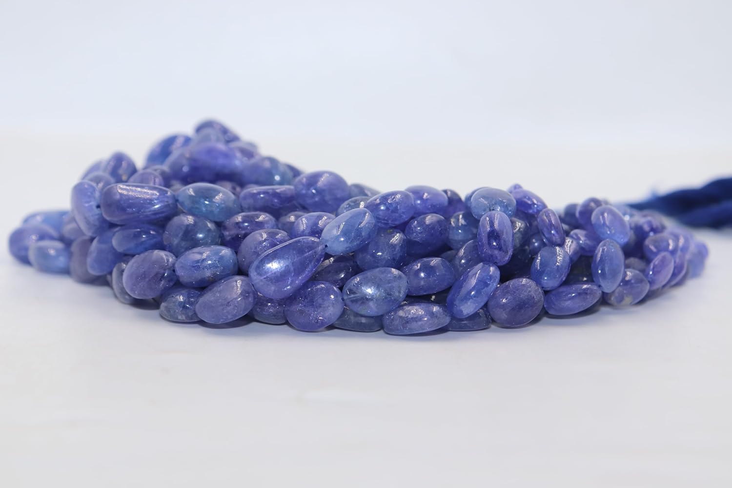 Natural AAA Tanzanite Smooth Oval Beaded Strand, Genuine Blue Gemstone, 7x9-8x10mm